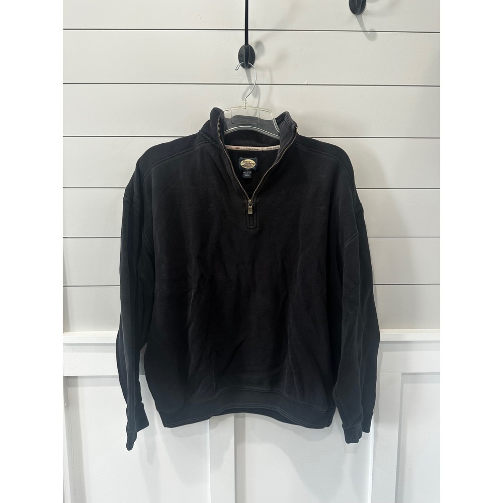 Tommy Bahama Mens Large navy 100% Cotton Ribbed Quarter Zip Pullover Sweater